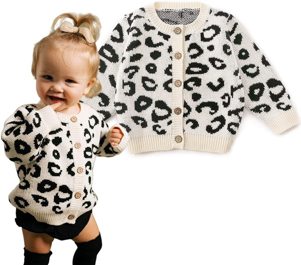 Simplee kids Baby Sweater Animal Leopard Printed Baby Cardigan for Autumn Fall…