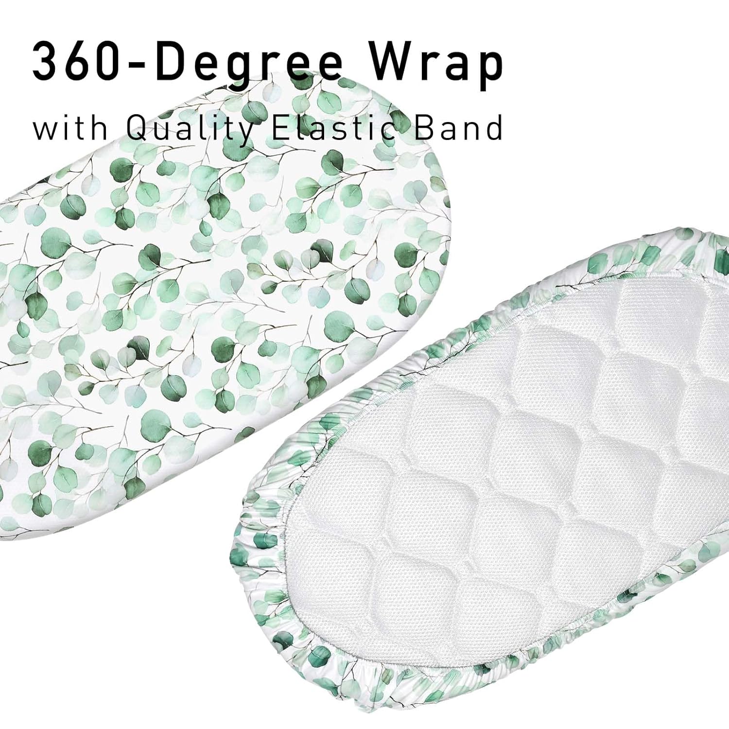 Gllquen Baby Bassinet Sheets 4 Pack, Breathable Cozy Fitted Mattress Sheet, Elastic Travel Crib Fashionable Floral Pattern, Standard Cradle Safe Sheets for Baby Boys Girls 32"x16"(Greenery)