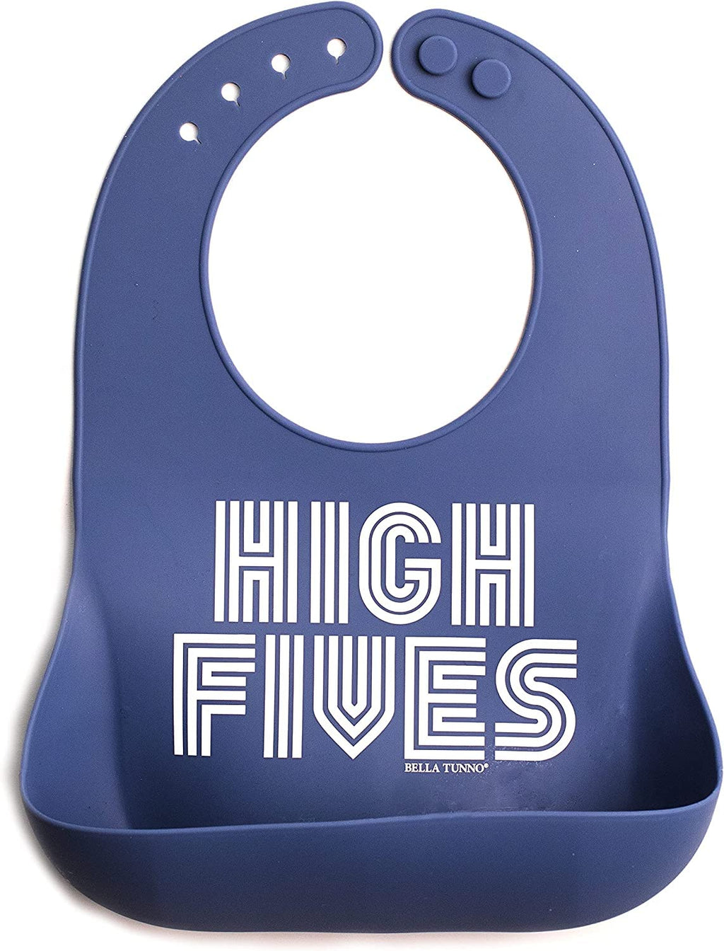 Bella Tunno Baby Bib for Eating, Waterproof Silicone Bib with Large Food Catcher, Adjustable Fit for Babies 4-12 months & Toddlers 1-3 Years, Boys & Girls, High Fives