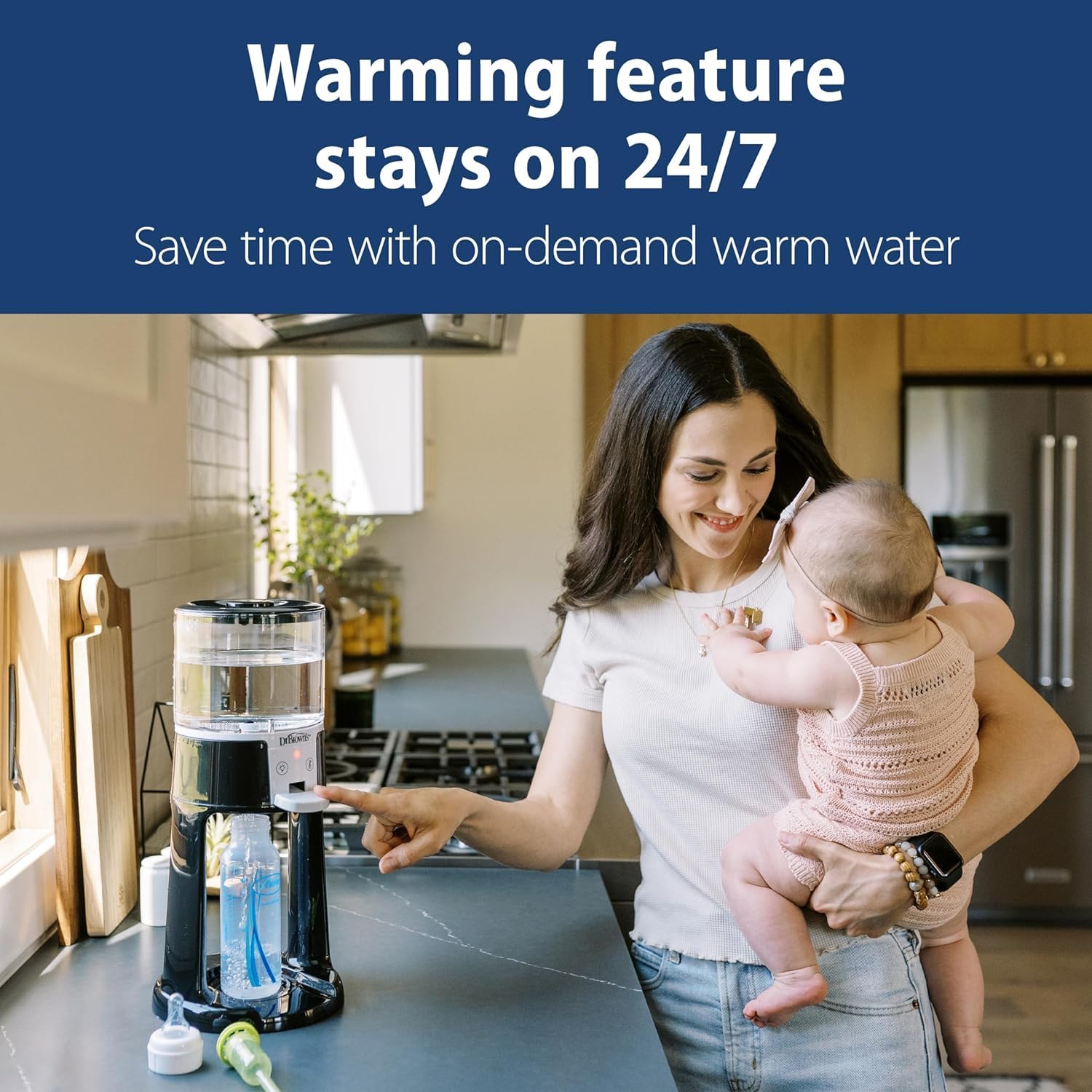 Dr. Brown's Insta-Prep Warm Water Dispenser with Baby Formula Dispenser, Blue