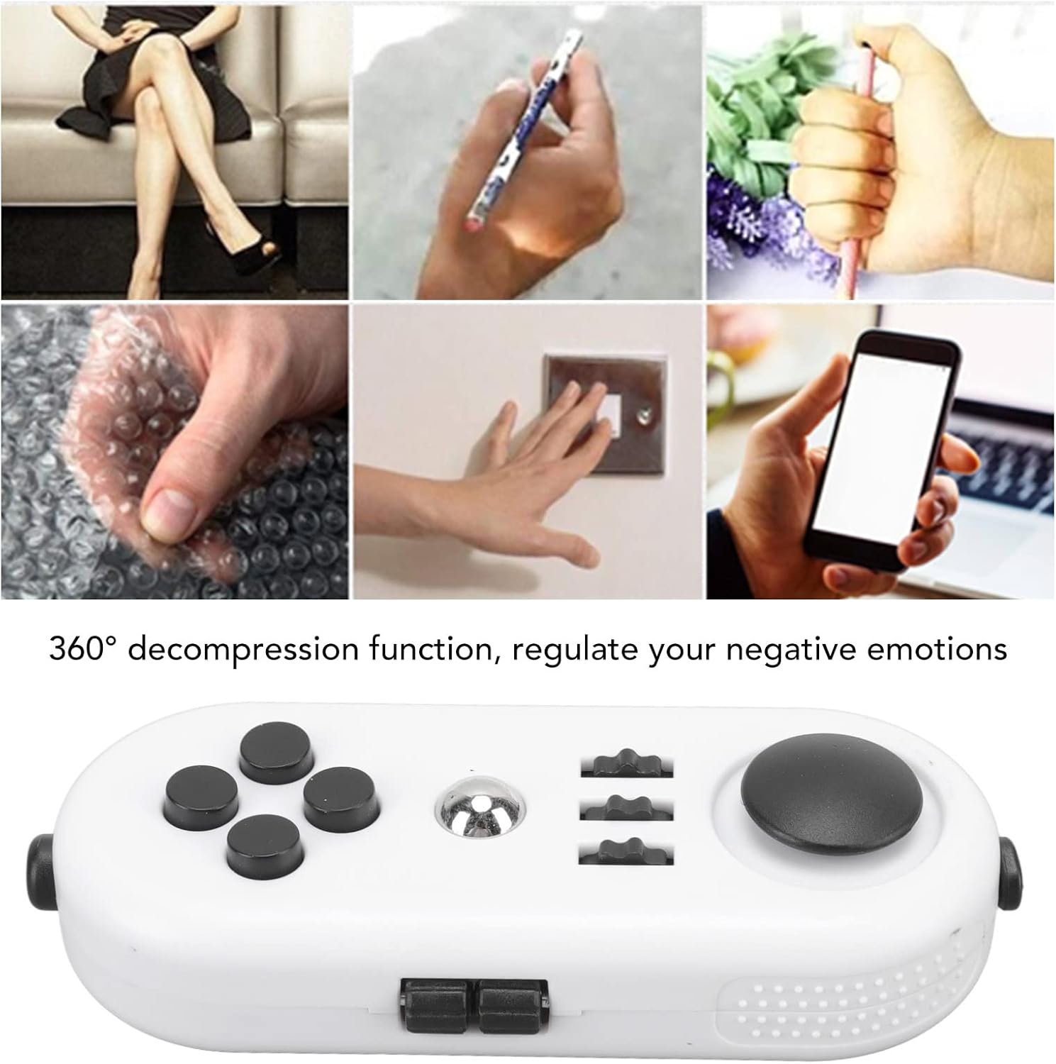 Reduce Stress Relax Mood Portable Anxiety Sensory EDC Toy Sensory Educational Novelty Toys Relief Pressure Decompression Toys for Adults(5 White and Black)