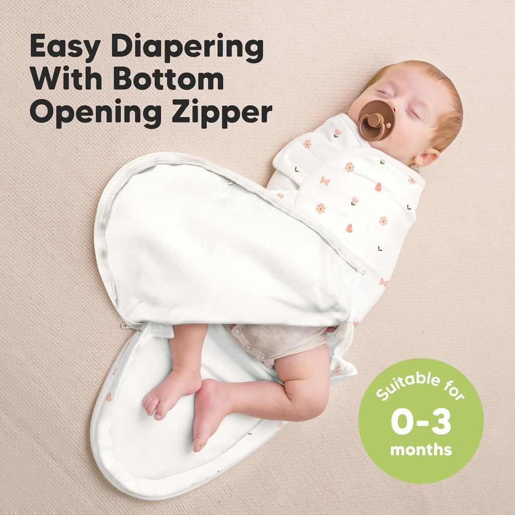 Baby Swaddle Sleep Sacks with Zipper - 3-Pack Swaddles for Newborns 0-3 Months, Infant, Baby Girls, Boys, Soft & Durable Newborn Sleep Sack, Easy Diaper Change Swaddling Blanket (Butterflies)