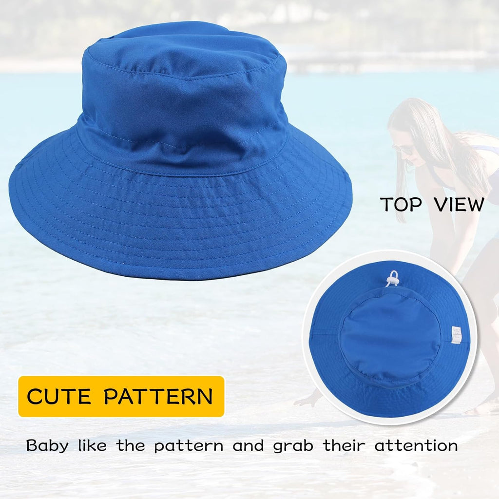 Peecabe Summer Baby Sun Hat for Boys Girls UPF 50+ Wide Brim Toddle Bucket Hat Adjustable Baby Beach Cap 0-8 Years