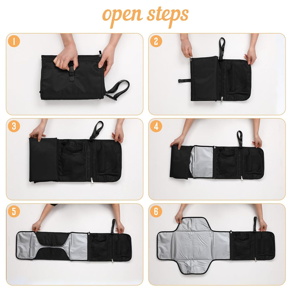 Portable Baby Diaper Changing Pad Smart Organized Diaper Changing Travel Bag with Wipe Dispenser and Waste Bag Dispenser. Infant Gift