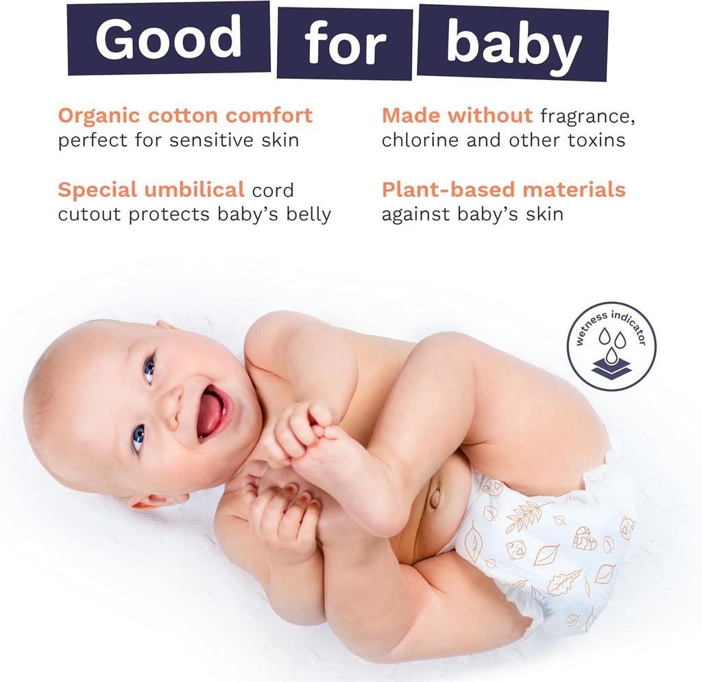 Pura Hypoallergenic Diapers, Size 2 (7-13 lbs) Totally Chlorine Free, Wetness Indicator, Suitable for Sensitive Skin, Soft Organic Cotton Comfort, Overnight, 1 Pack of 29 Baby Diapers