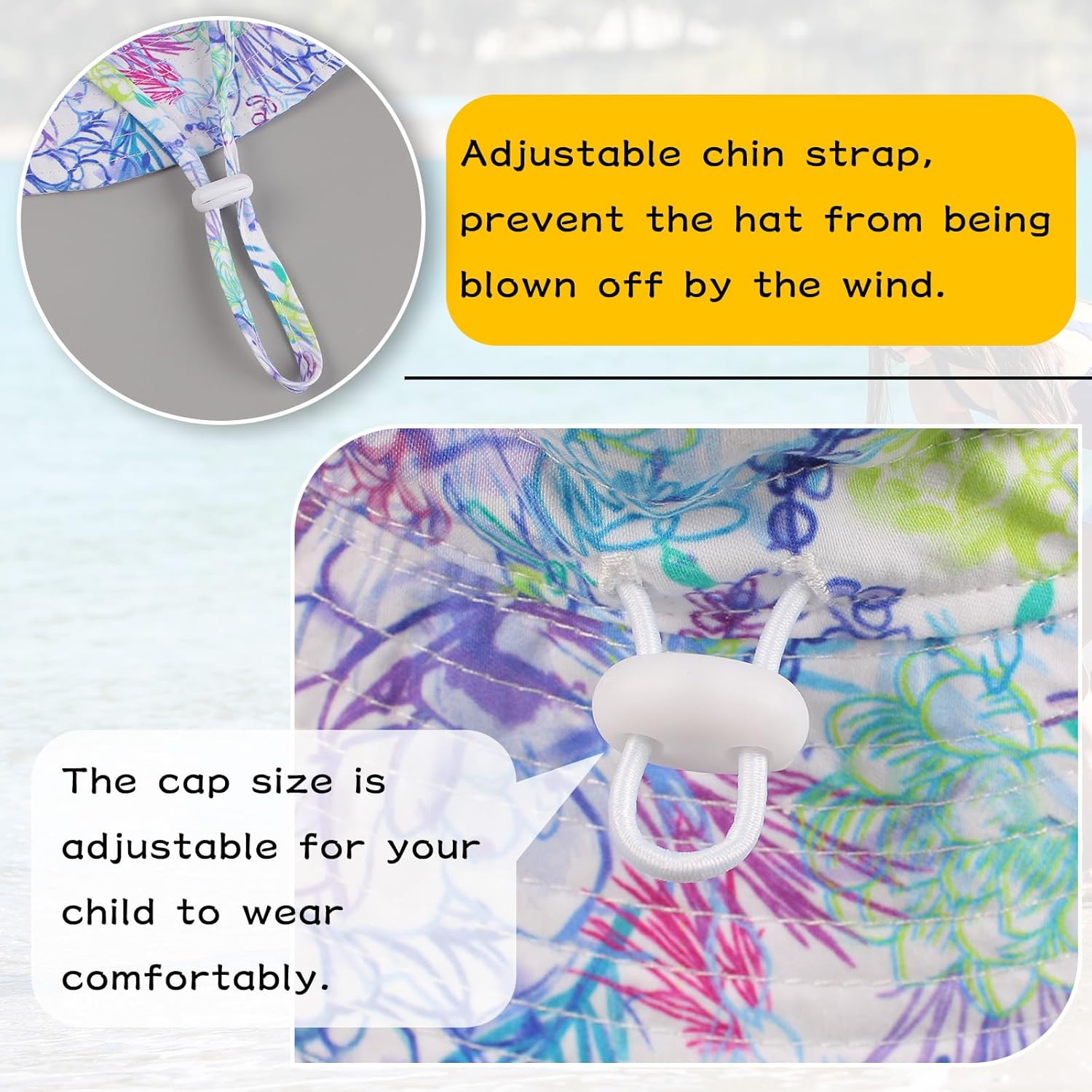 Peecabe Summer Baby Sun Hat for Boys Girls UPF 50+ Wide Brim Toddle Bucket Hat Adjustable Baby Beach Cap 0-8 Years