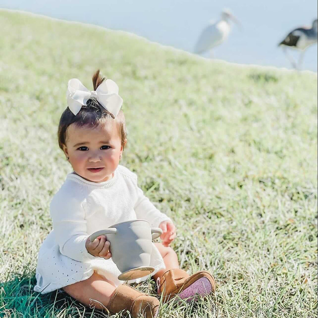 BraveJusticeKidsCo. | Snack Attack II Snack Cup | Collapsible Silicone Snack Container | Toddler and Baby Snack Catcher Lid (Desert Sage)