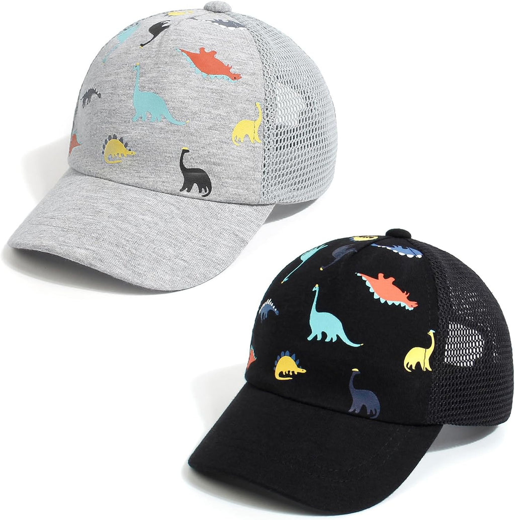 Duoyeree Toddler Baseball Cap Baby Cap Sun hat Print Dinosaur Pattern and Solid Color hat Kids boy Girl Age 0-8t