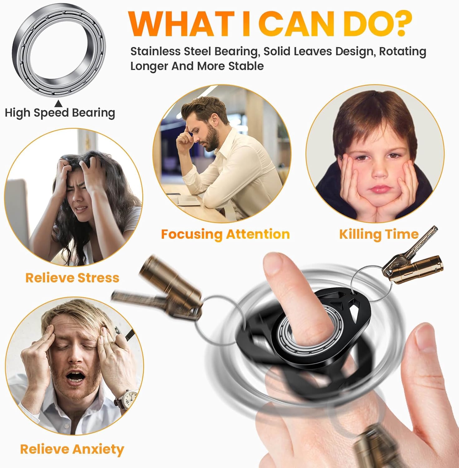 Keychain Spinner, Fidget Keychain, Spinning Keychain Fidget, Fidget Keychain for Adults, Metal Fidget Spinner Keychain Toys for Key