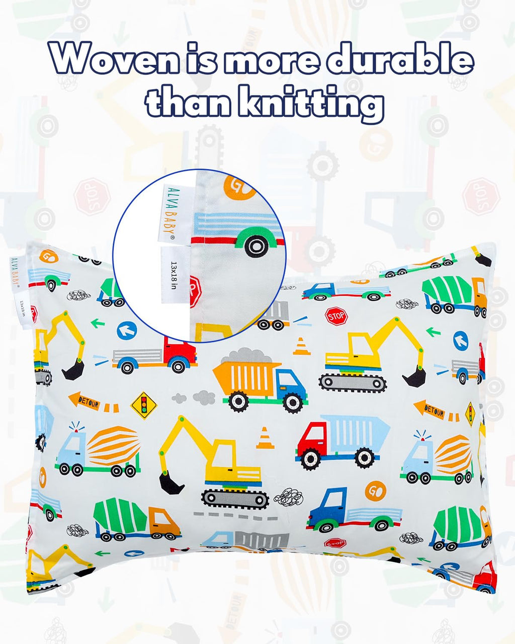 ALVABABY Toddler Pillowcases 2 Pack Organic Cotton Kids Pillow Cover Fit 13"x 18" or 12"x20" Envelope for Girl Boy Sleepy Travel