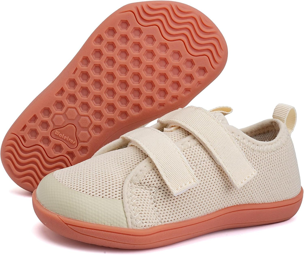 WateLves Toddler Little Kids Wide Barefoot Shoes The First Walking Shoes Girls Boys Breathable Zero Drop Minimalist Sneakers with Wide Toe Box Natural to Grow