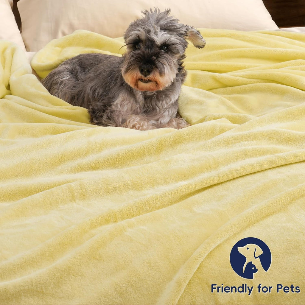 PHF Ultra Soft Fleece Blanket King Size, No Shed No Pilling Luxury Plush Cozy 300GSM Lightweight Blanket for Bed, Couch, Chair, Sofa Suitable for All Season, 108" x 90", Yellow