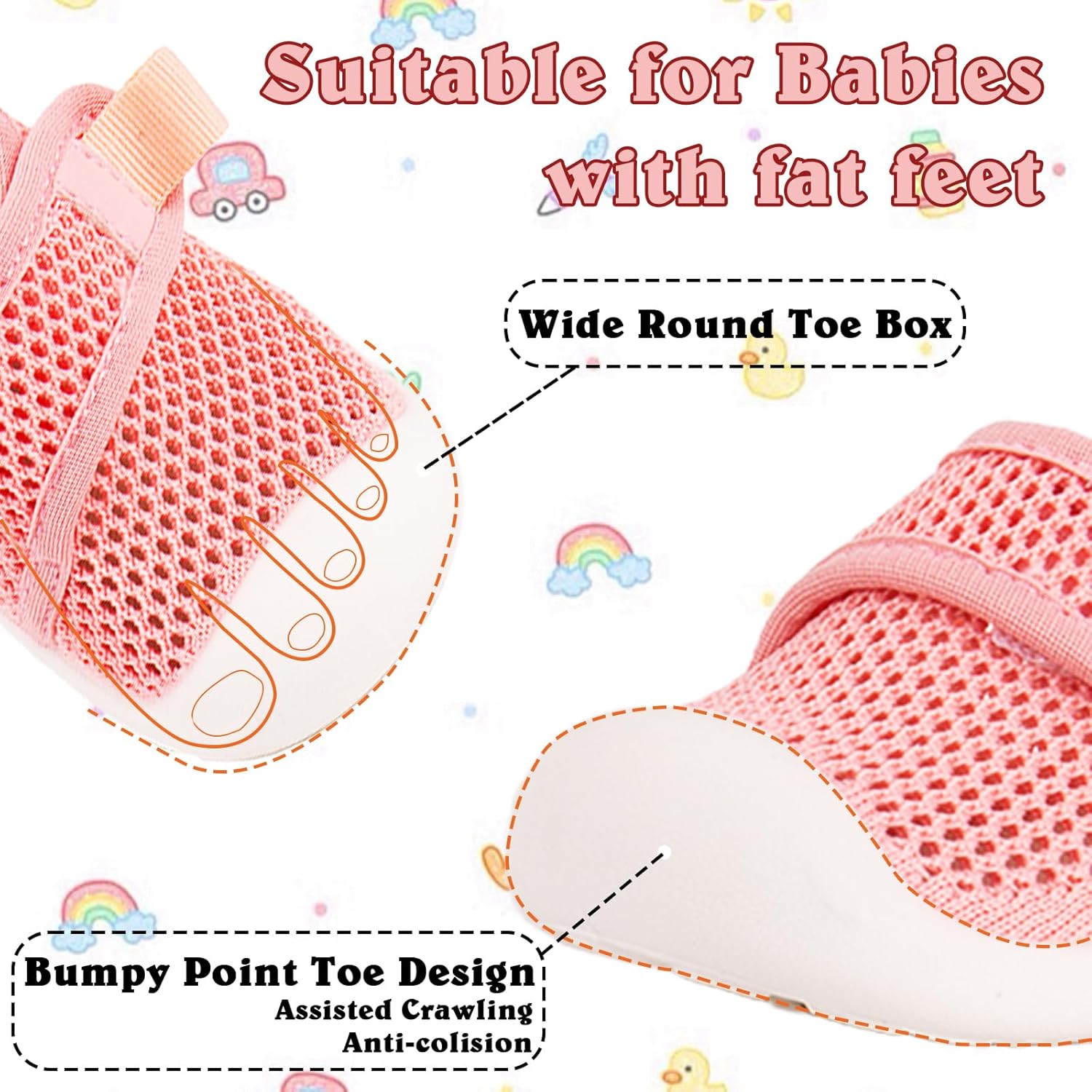 Baby First-Walking Shoes 1-4 Years Kid Shoes Trainers Toddler Infant Boys Girls Soft Sole Non Slip Cotton Canvas Mesh Breathable Lightweight TPR Material Slip-on Sneakers Outdoor