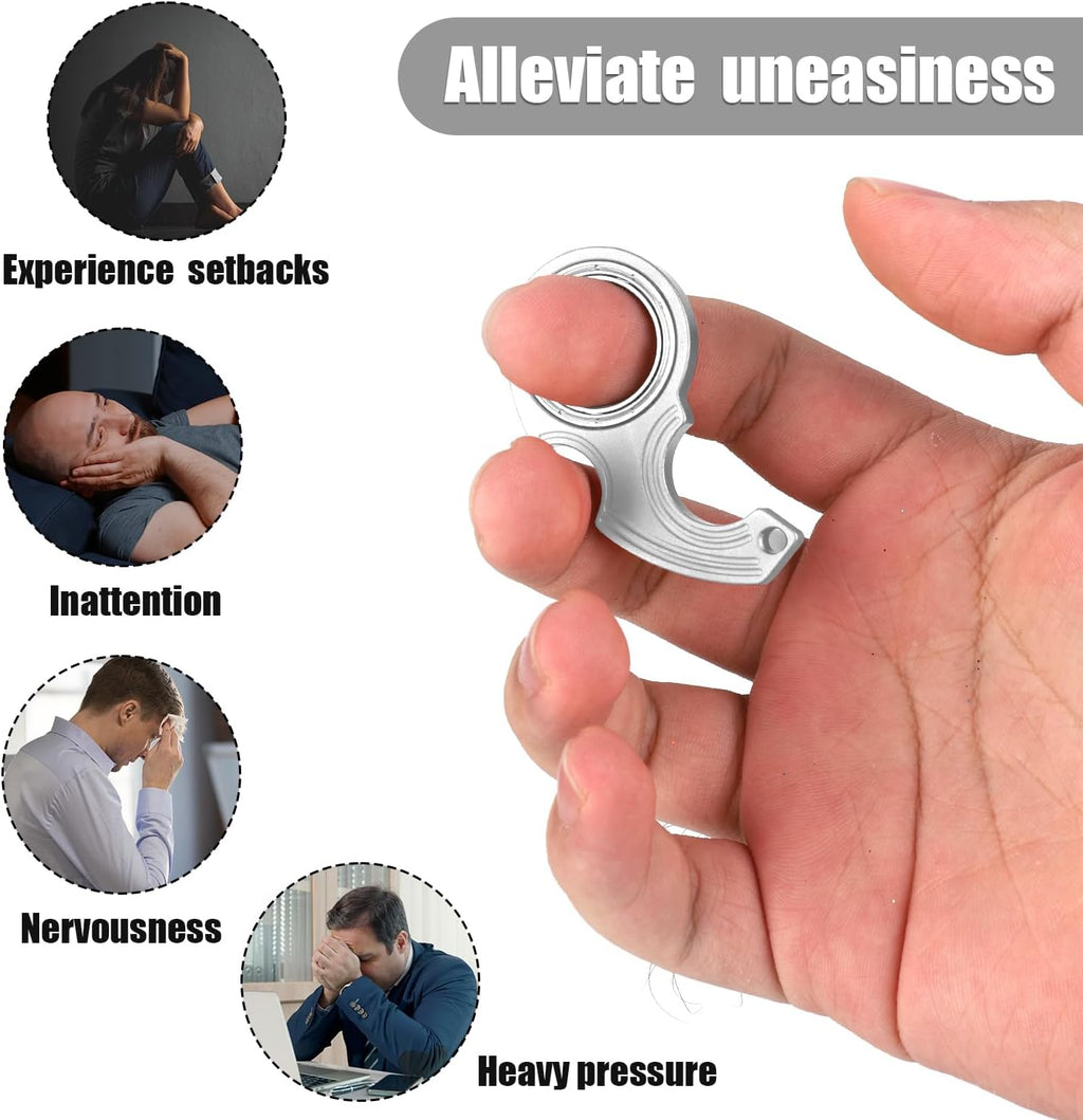 2pcs Key Chain Spinner Fidget Toy, Portable Finger Spinning Keychain with 2pcs Key Ring Funny Key Holder Toys for Adults Teens Finger Exercising (Silver)