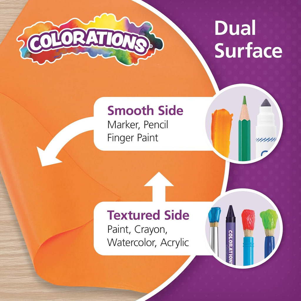 Colorations Arts and Crafts Paper Roll - Orange, Dual Surface, Finger Paints, Painting, Watercolors, Acrylic Paints, Wall Art, Bulletin Board Paper, Kids Crafts (Item # DSOR), 36" x 1000' (1 Roll)