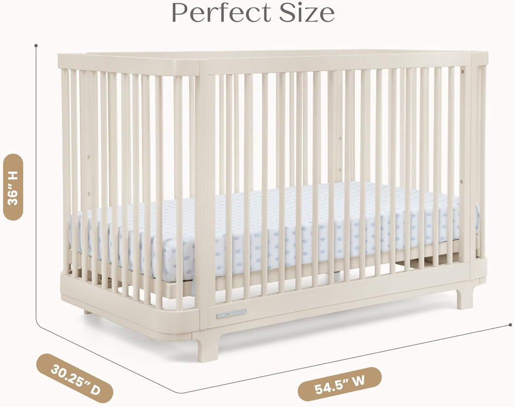 Delta Children Nest Crib and Dresser Nursery Furniture – 4-in-1 Convertible Crib | Brooks 6 Drawer Dresser | Soft Beige