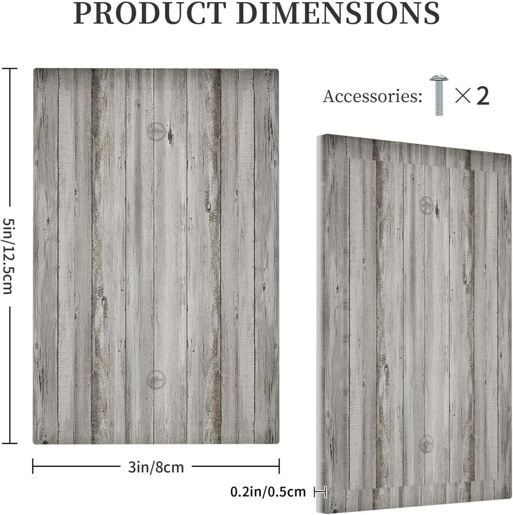 Light Switch Cover Plate Farmhouse Rustic Grey Barn Door Wood 1 Gang No Device Blank Electrical Wall Plates Faceplate Decorative Switch Plate for Bedroom Cabin Decor