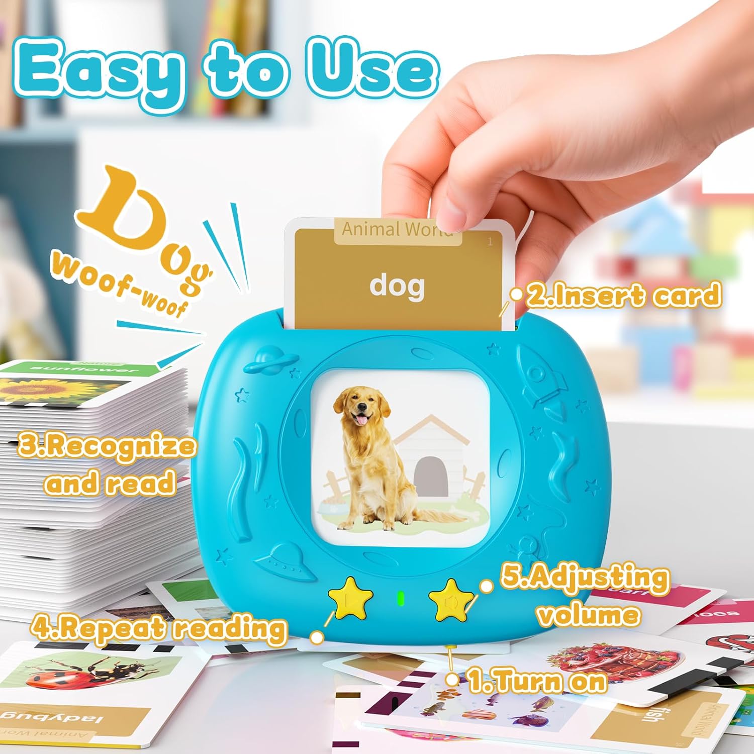 Toddlers Talking Flash Cards with American accent & 288 Sight Words, Speech Therapy Toys for 3 4 5 6 Years Old Boys and Girls, Learning Educational Montessori Sensory kit, Kids Birthday Gifts