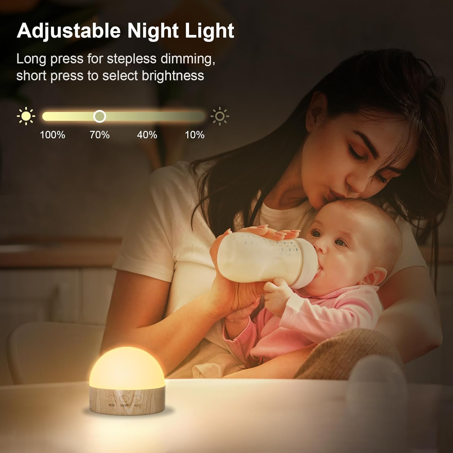 Kintion Night Light, Dimmable 8 Color Portable LED Night Light, 1800mAh Rechargeable Nursery Light Lamp, Soft Eye Caring Warm White, White, Red, Blue, Green Color Lighting for Sleep Aid (Brown, 1pcs)