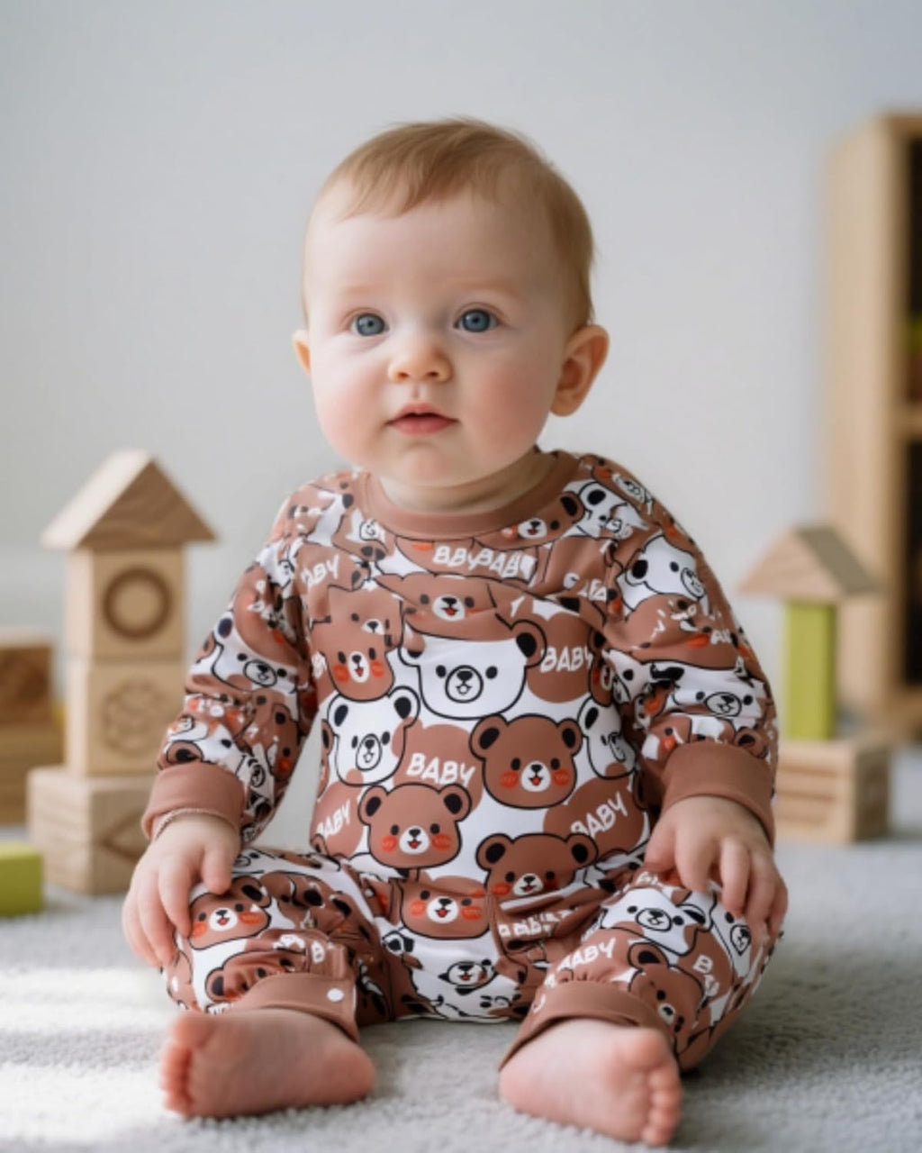 NZRVAWS Baby Boy Clothes Preemie Infant Boy Bear Outfits Jumpsuit Bodysuit Letter Print Romper