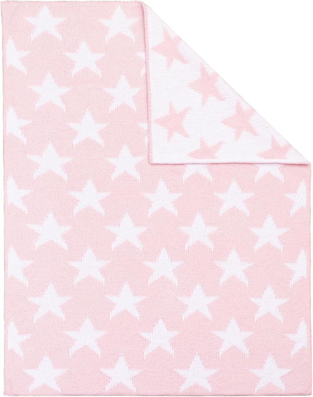 Living Textiles Pink Star Chenille Soft Baby Blanket Reversible Premium Cozy Fabric for Best Comfort - for Infant,Toddler,Newborn,Nursery,Boy,Unisex,Throw,Crib,Stroller,Gift, Pink Star 40x30
