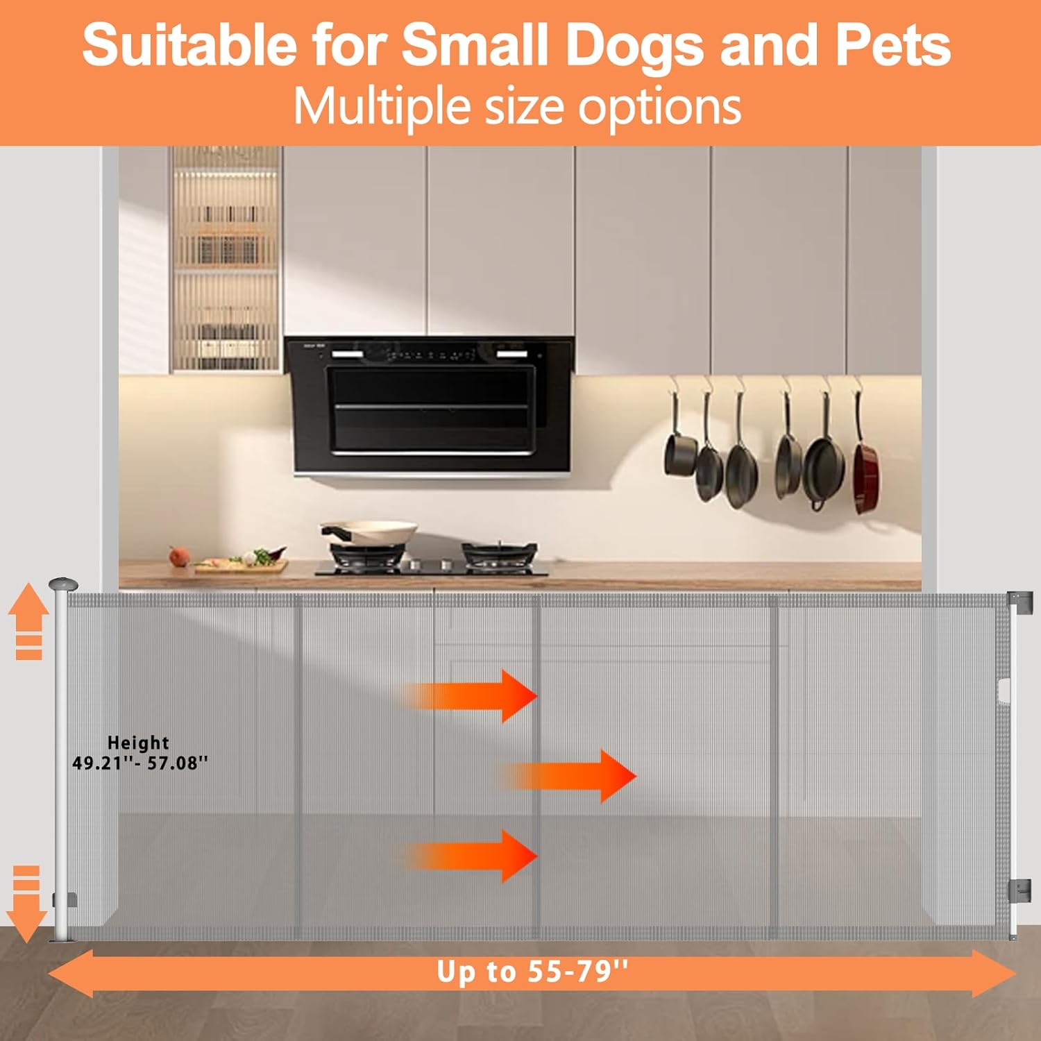 Extra Tall 50'' Reinforced Retractable Mesh Baby Gates with Reinforced Strips,Dog Gate Extends to 55" Wide,Prevents Bottom Drilling Through Baby and Pet,Retractable Pet Gate for Outdoor/Indoor