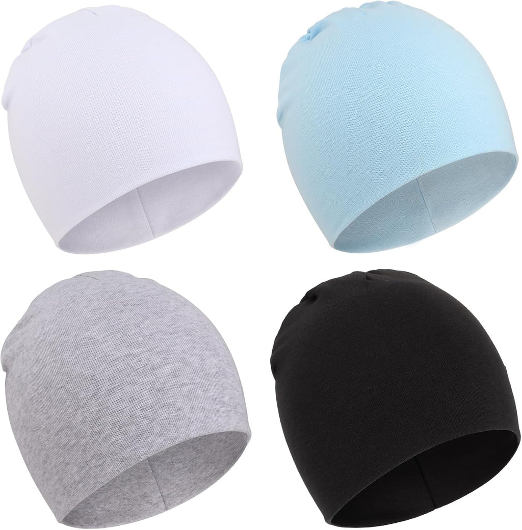 DRESHOW BQUBO 4 Pieces Baby Beanie Newborn Toddler Soft Cute Knit Hat Hospital Hats for Baby Boys Infant Cap Beanies