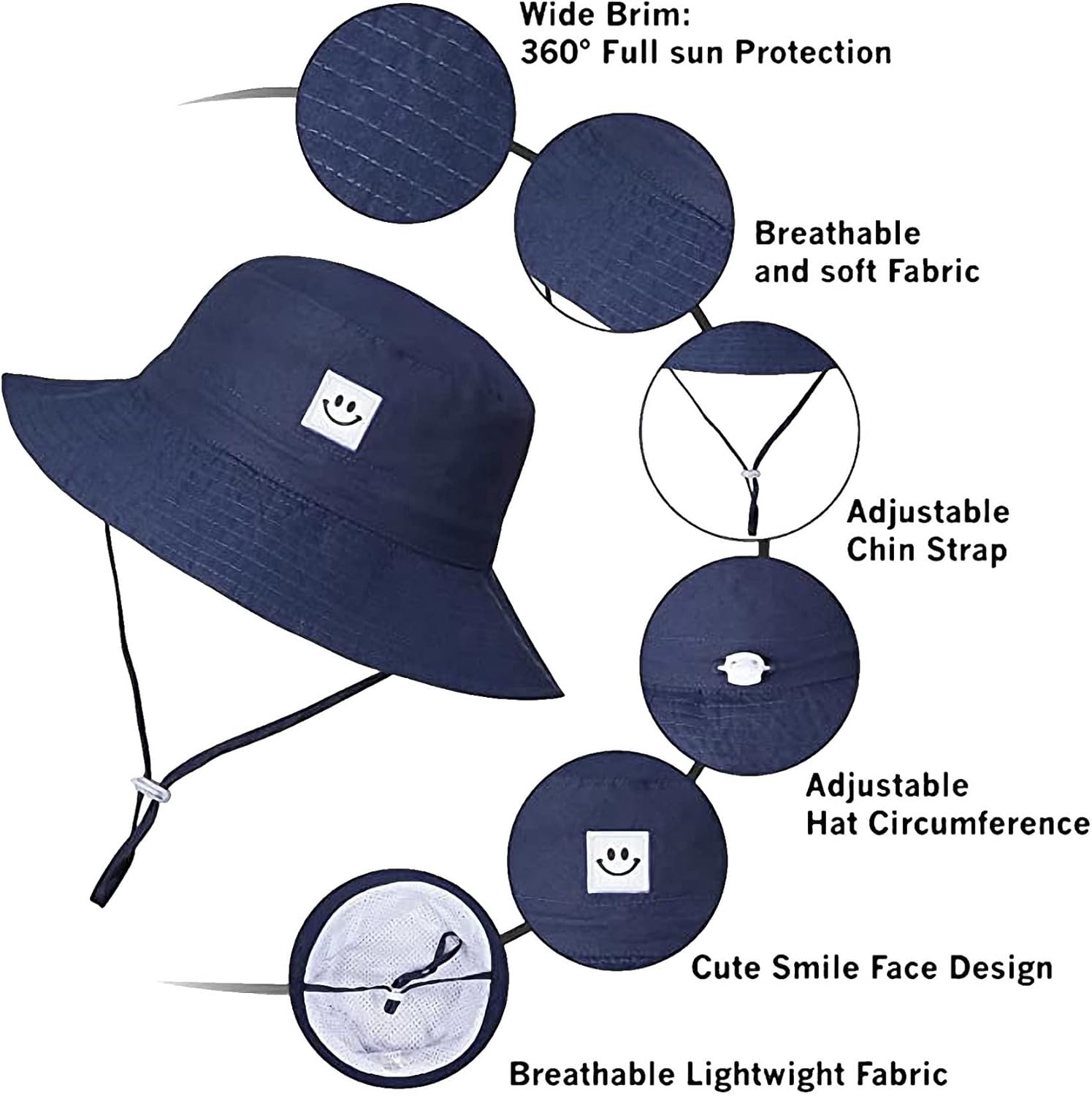 55cube Toddler Sun Hat Beach Bucket Hat for Girls Boys Toddlers