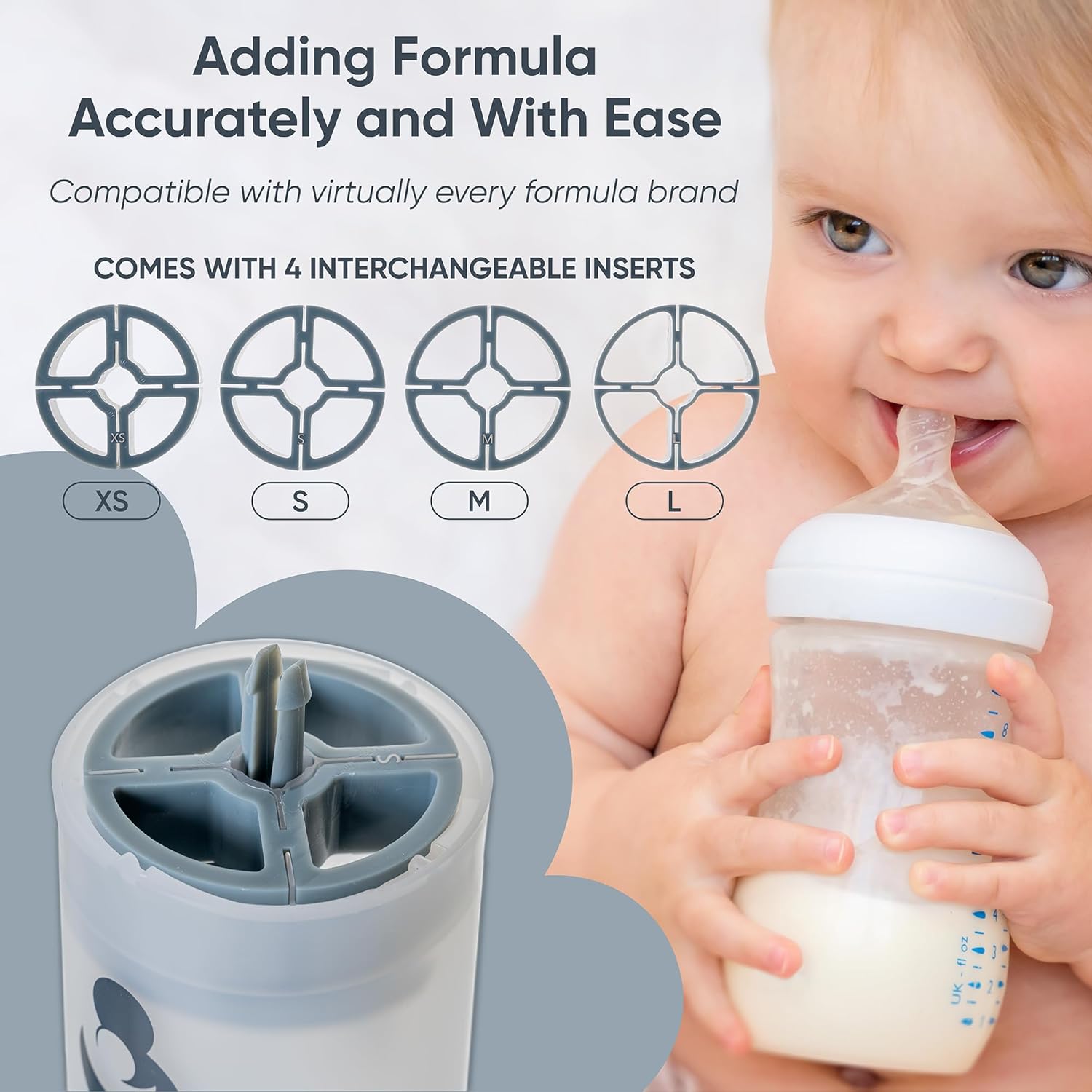 Formula Dispenser - Completely Replaces Hand Scooping - Fill The Desired Portion with just a Few clicks - Formula Container to go - 10ounces Baby Milk Powder Storage