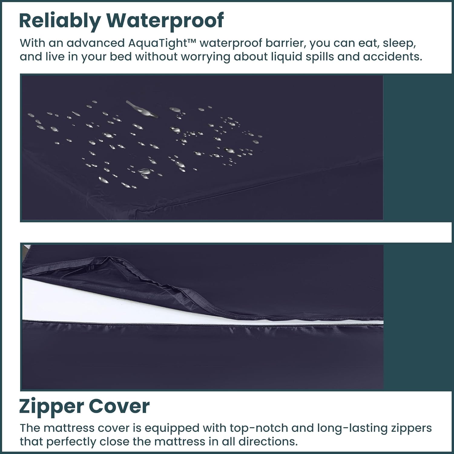 Greaton,Zippered Mattress Protector Cover, Waterproof, Easy to Clean, Fits Mattress up to 7-Inch, Twin, Blue