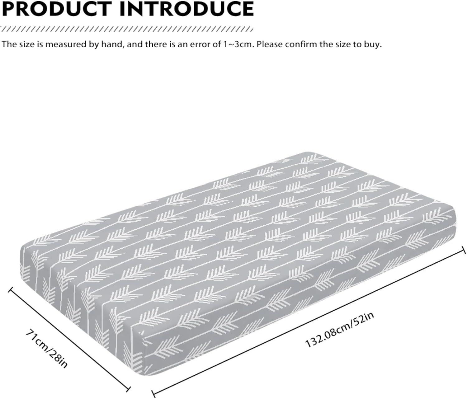 White Arrow Fitted Crib Sheet Grey Baby Crib Sheet Fit Standard Crib and Toddler Mattress,Crib Mattress Sheets for Boys Girls 28"x52"
