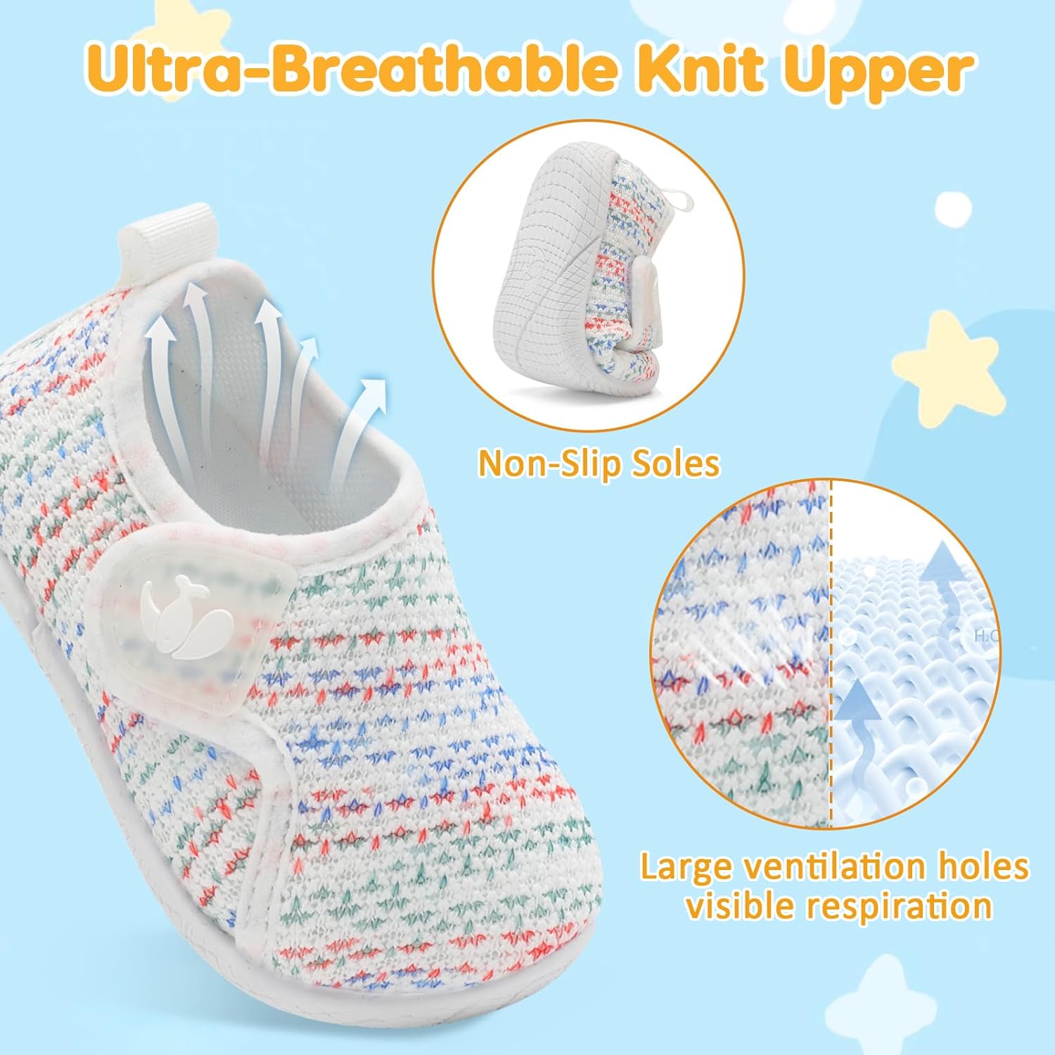 FEETCITY Toddler Walking Shoes Slip On Toddler Shoes Boys Girls Kids Sports Sneakers Casual School Shoes Barefoot Shoes