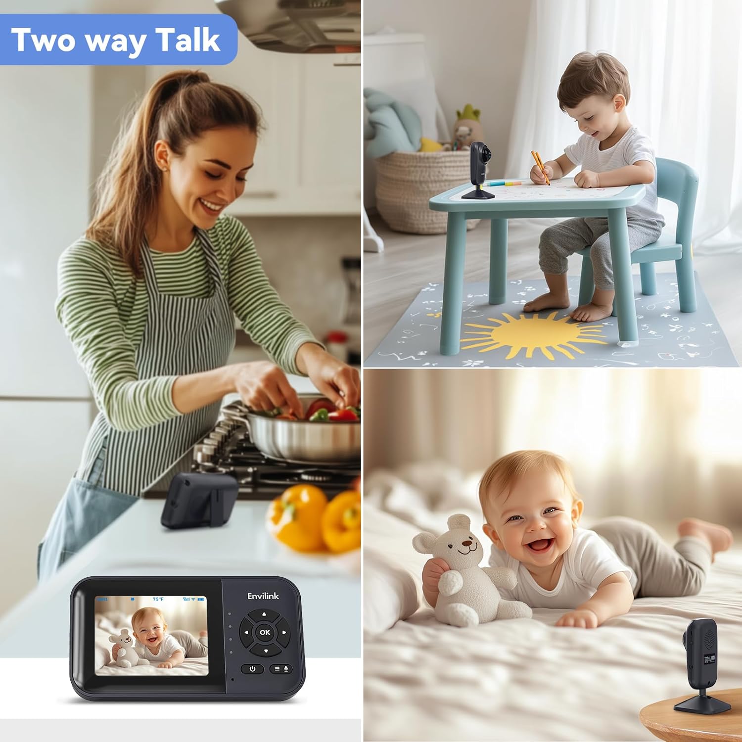 Baby Monitor with Camera and Audio, Video Baby Monitor WiFi Night Vision, 2.8" LCD Screen Baby Camera VOX Mode Alarm and 1200ft Long Range