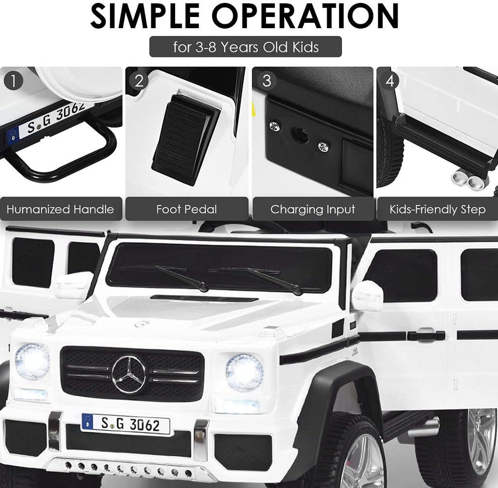 Costzon Ride on Car, Licensed Mercedes-Benz Maybach, 12V Battery Powered Vehicle Toy w/ 2 Motors, Remote Control, 3 Speeds, Lights, Horn, Music, Aux, Storage, Truck, Electric Car for Kids (White)