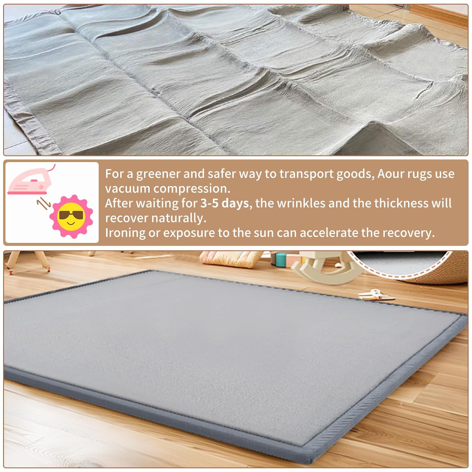 Baby Play Mat for Floor - 1.4" Thick Memory Foam Rug, 50"x50" Playpen Tummy Time Mat, Soft Velvet Nursery Rug, Large Padded Crawling Mat, Cushioned Pads for Playroom Toddlers, Infants, Yoga, Tatami