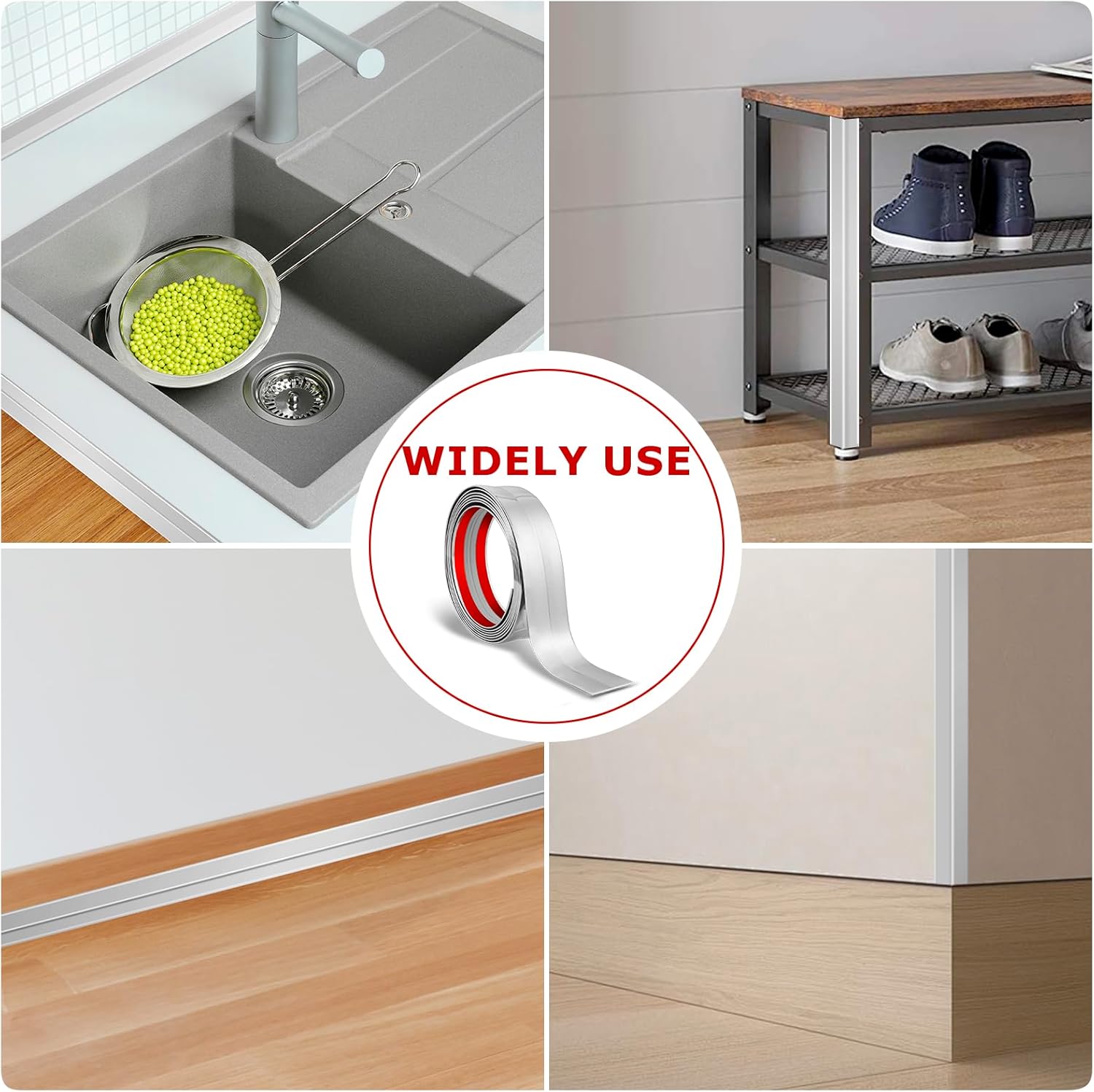 Flexible Wall Corner Protector Moulding Trim Peel and Stick Wall Corner Guards Edge Protector Self Adhesive Molding Trim Strip for Edge Ceiling (Silver, 0.8 in x 20 Ft)