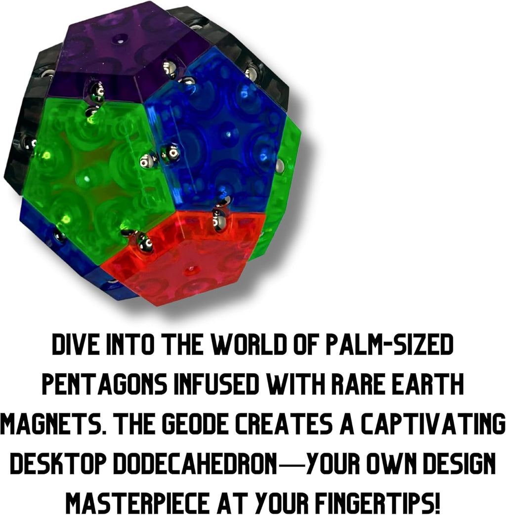 Four Brothers Geode Magnetic Fidget Sphere Set | Mesmerizing 12-Piece Pentagon Design in Green | Fun Desk Gadgets and Quiet ADHD Toys Idea!