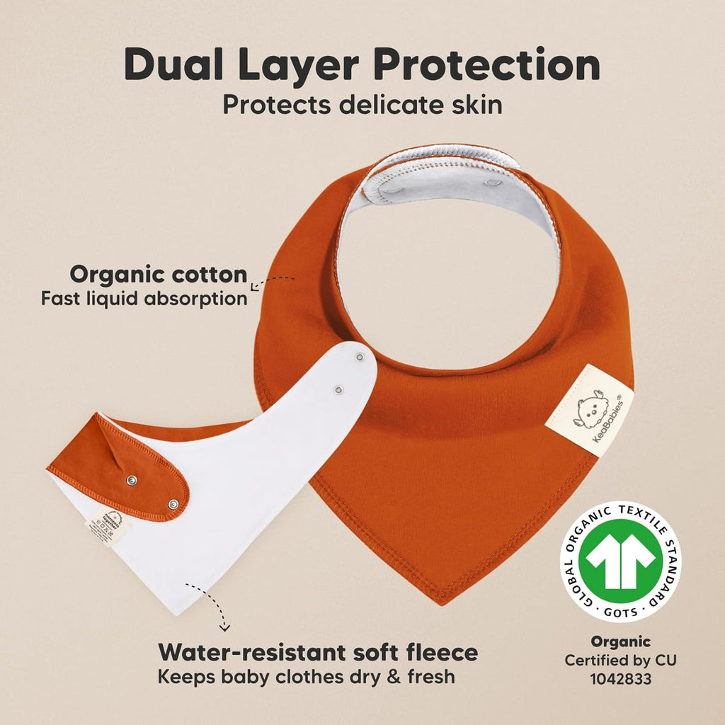 8-Pack Organic Baby Bandana Bibs for Boys, Girls - Super Absorbent Triangle Baby Bibs for Drooling and Teething Infant, 100% Cotton Extra Soft for Newborn, Infant 0-36 Months (Coastline)