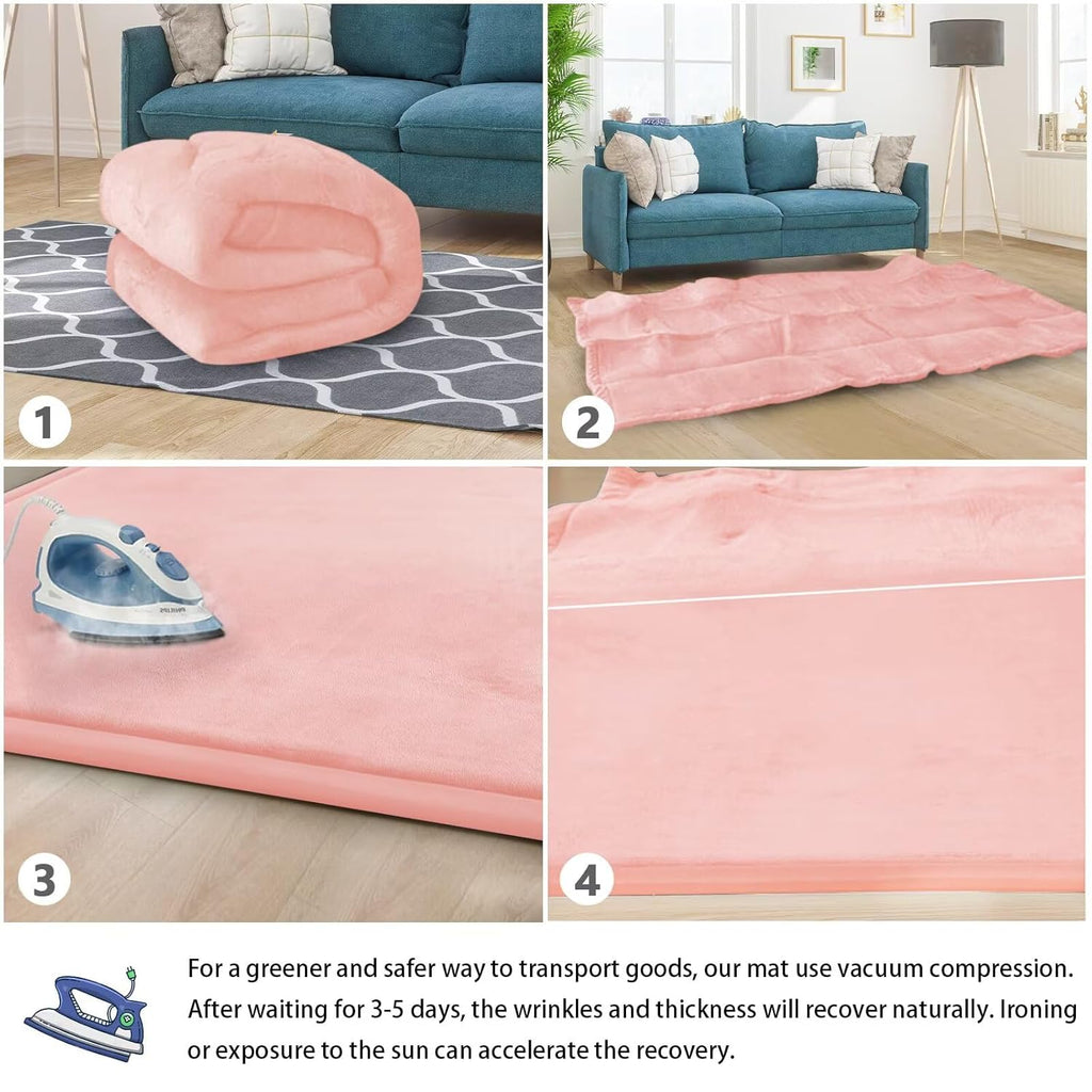 Baby Play Mat for Floor Tummy Time Mat Nursery Rug Muscle Mat Area Rug Playroom Rug Tatami Mat 4'11x3'28" Memory Foam 1.3" Thick Crawling Mat for Babies,Toddlers, Infants, Kids,Floor Mat(Pink)