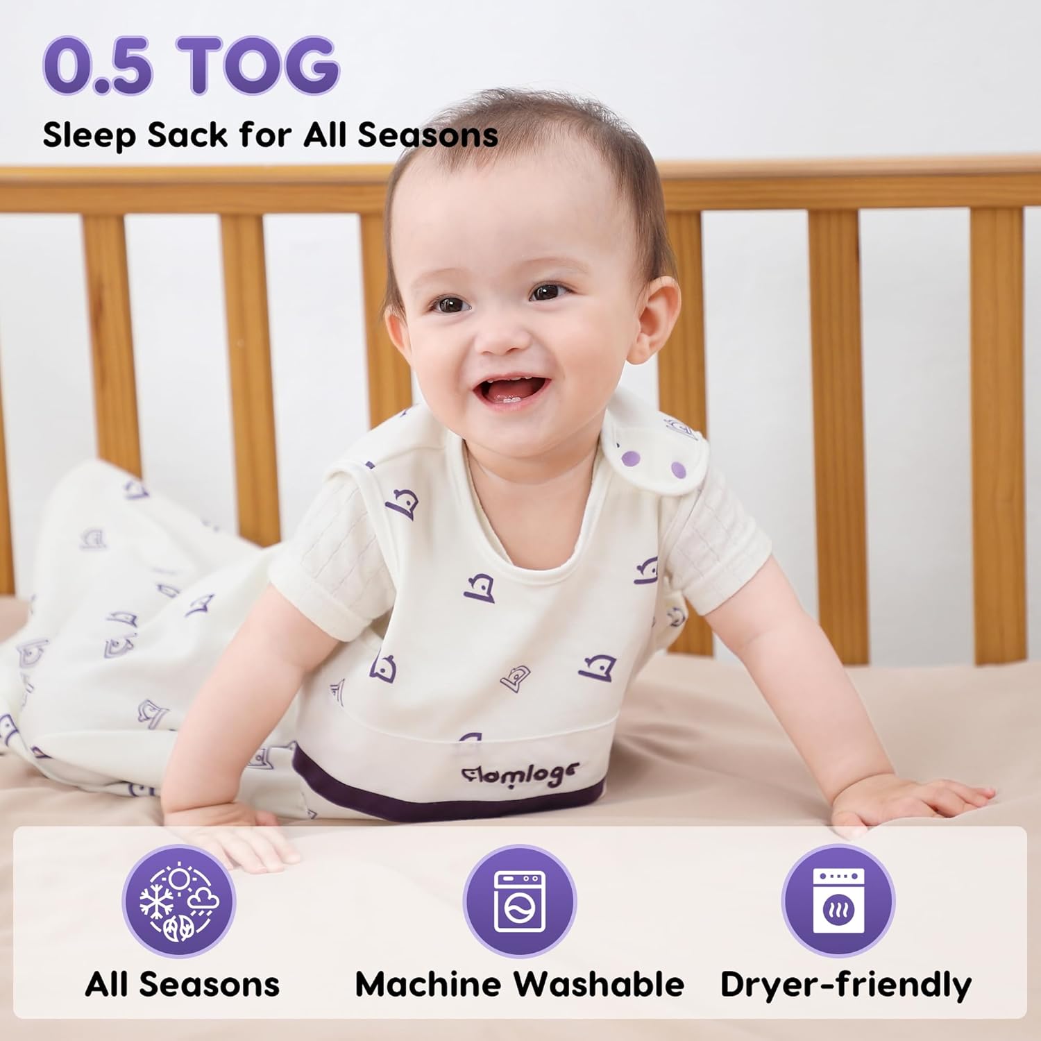 PuppyNap Baby Sleep Sack - 3-Pack Set, 12-18 Months, 100% Organic Cotton with 2-Way Zipper