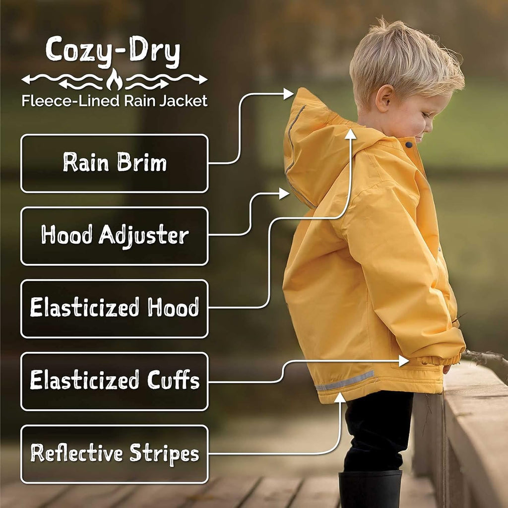 JAN & JUL Waterproof Fleece Lined Rain Jacket, Raincoat for Kids