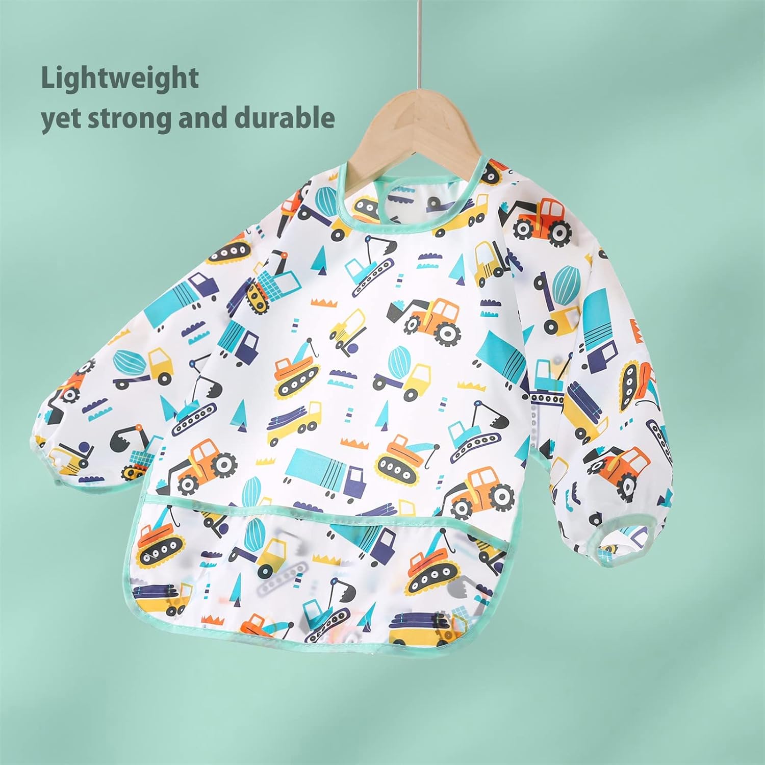 5 Pack Long Sleeve Bib,Baby Toddler Waterproof Sleeved Bib for 6-30 Months Reusable with Catch-all Pocket
