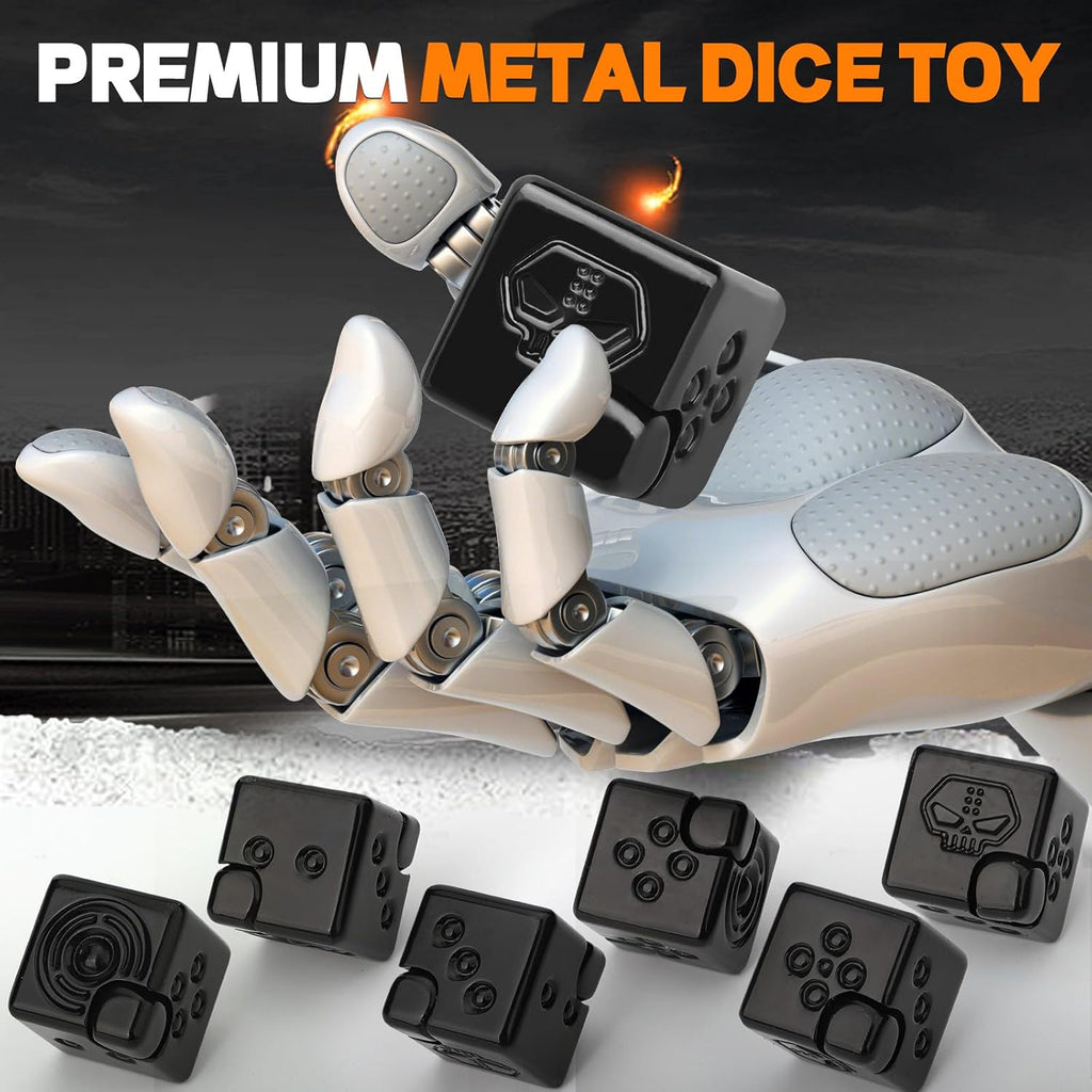 Cool Dice Infinity Cube Fidget Spinner Toy for Kid Adult, 2-in-1 Metal Fidget Block, Finger Gyro Toy, Magnetic Desktop Toy Gift for Men Father Boy (Black)