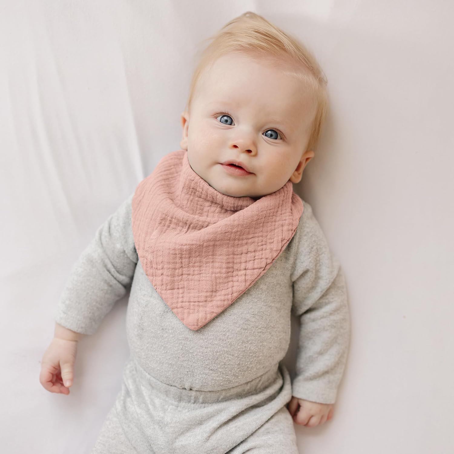 Konssy 8-Pack Muslin Baby Bibs, Absorbent Bandana Drool, 100% Cotton Unisex Baby Bibs for Teething and Drooling