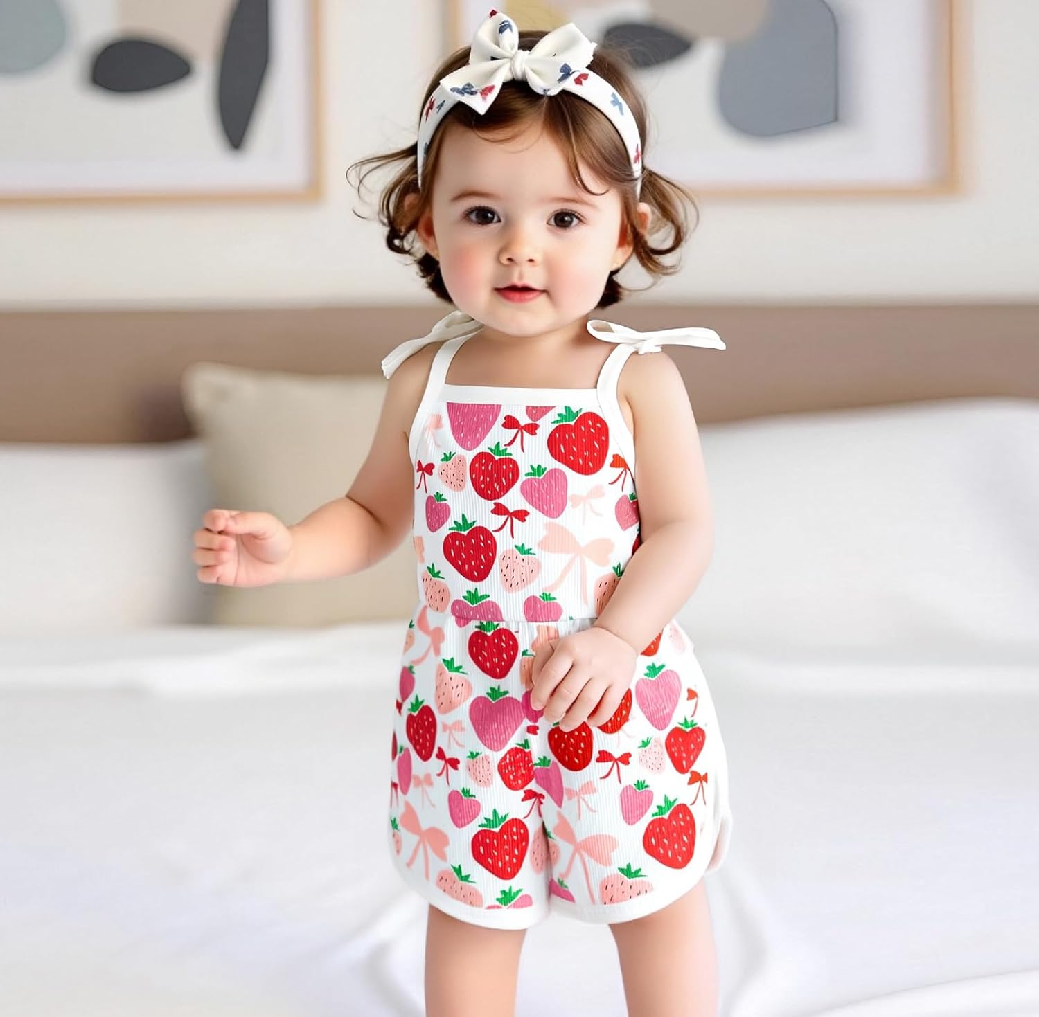 WZTYYDS Toddler Baby Girl Summer Clothes Floral Romper Tie-Up Strap Halter Jumpsuit Infant Summer Sling Playsuit 6M-3T