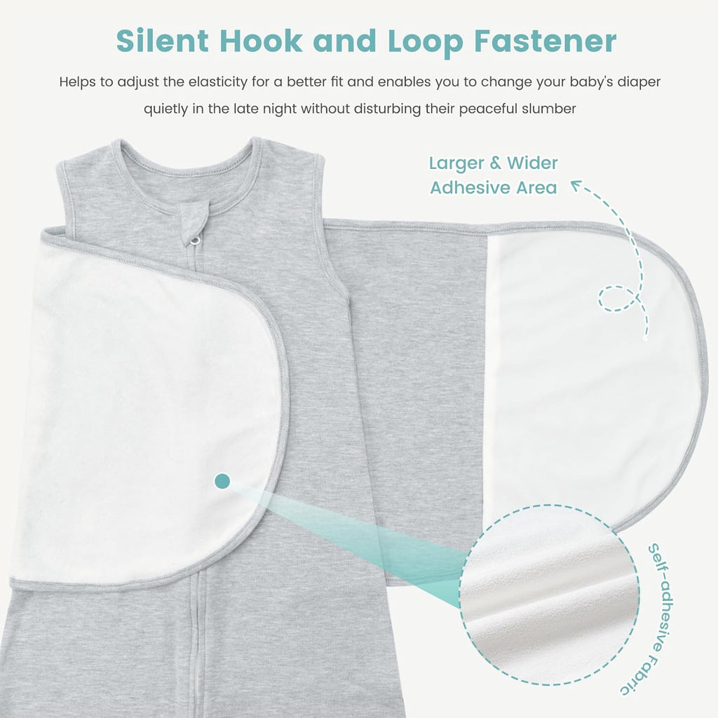 Baby Swaddle Sleep Sack 1.0 Tog 3-in-1 Cotton Baby Swaddle Blanket Wrap for Newborns 0-6 Months Grey