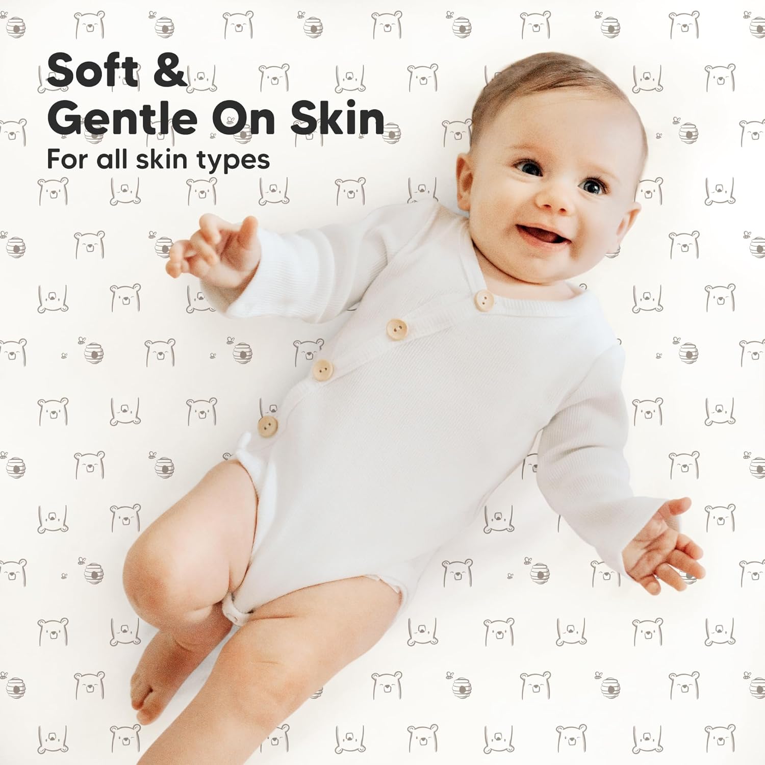 2-Pack Mini Crib Sheets Fitted - 38x26 Pack N Play Sheets for Pack and Play Mattress, Organic Cotton, Soft & Breathable Playard Bedding, Neutral Mini Toddler Bed Cover for Boys, Girls (Bumble Bear)