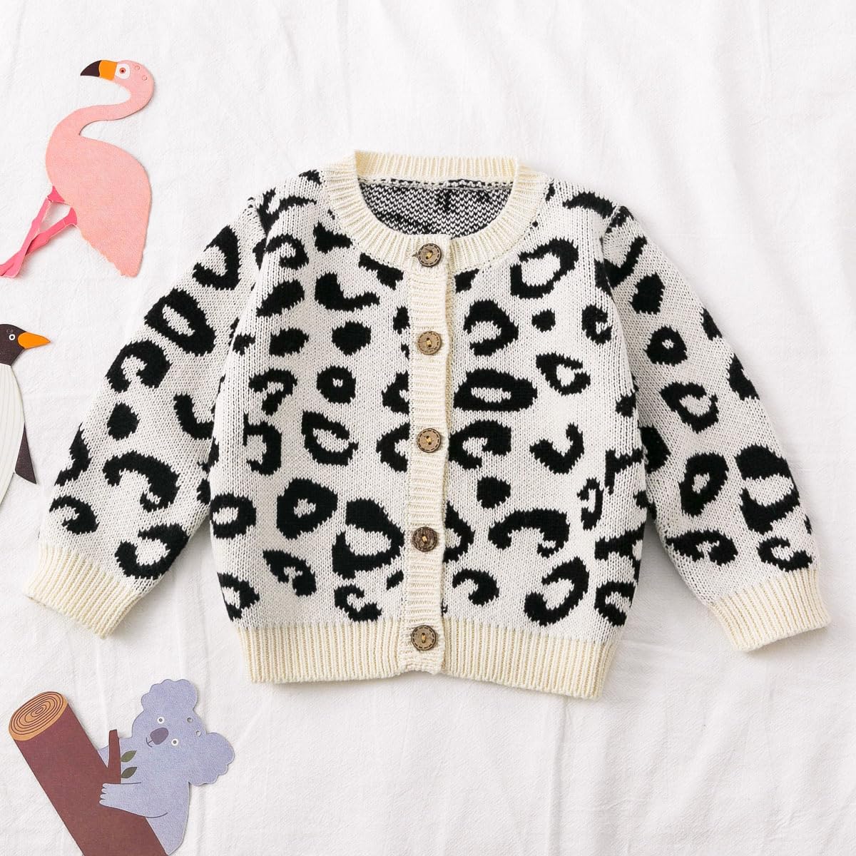Simplee kids Baby Sweater Animal Leopard Printed Baby Cardigan for Autumn Fall…