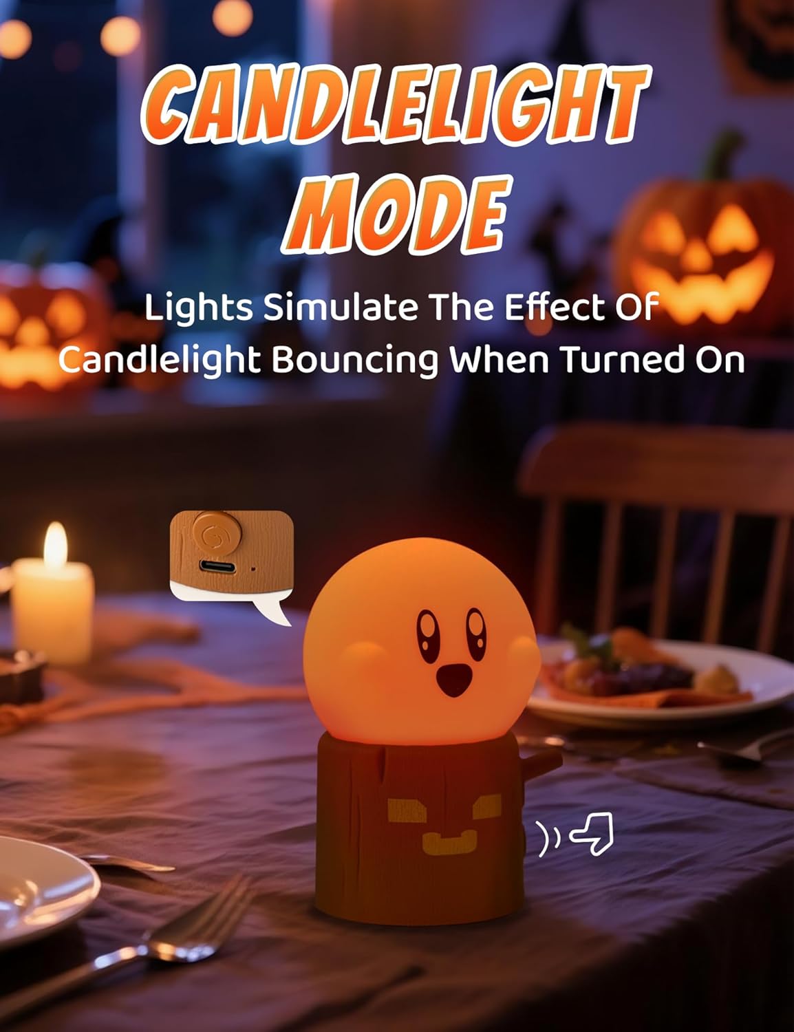 Cute Ghost Night Light, Two Modes Warm Yellow Light and Candlelight, Night Light for Kids,Cute Decoration,Kids Lamp,Living Room, Bedroom, Camping, Gifts for Children Christmas, Halloween
