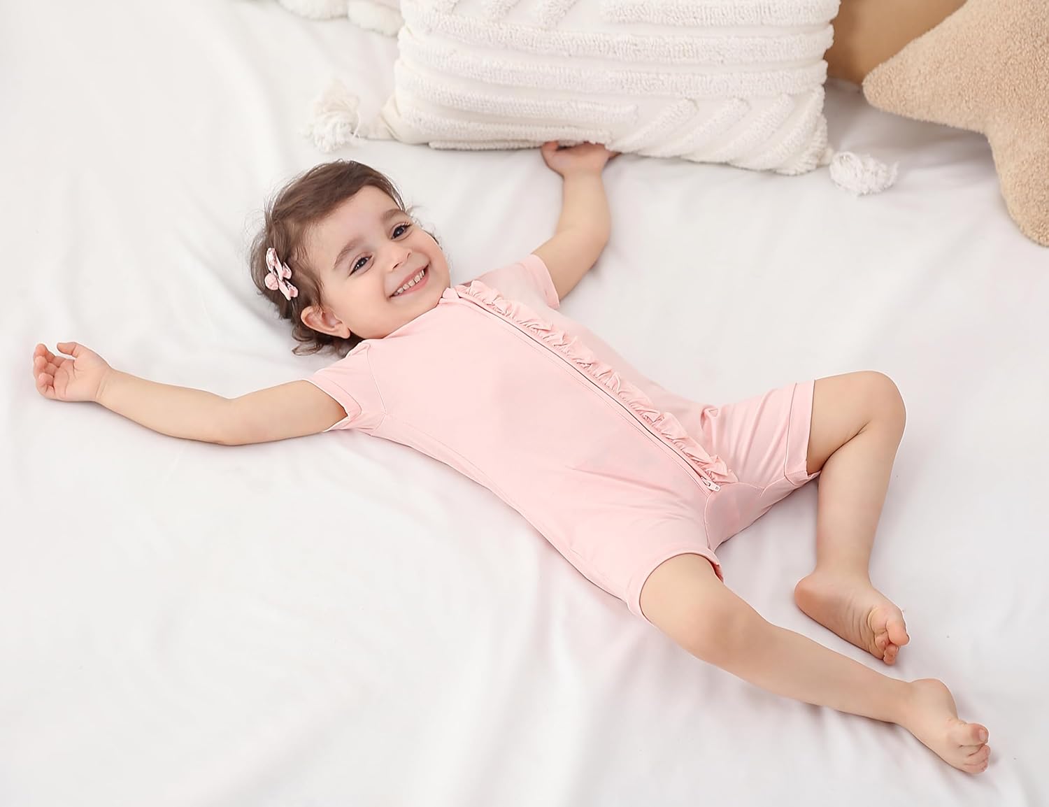 JunNeng Baby Boy Girl 2 Pack Rayon of Bamboo Summer Sleeper Infant Soft Short Sleeve Zipper Footless One-piece Romper